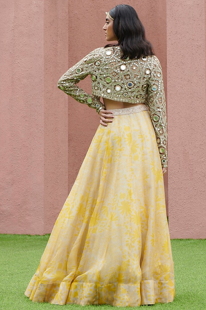 Light Yellow Printed Bridal Lehenga Set by Arpita Mehta at Pernia's Pop Up Shop