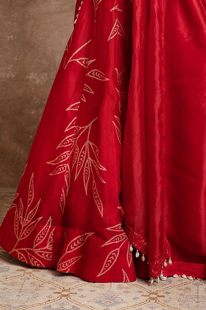 Red Hand Embroidered Wedding Lehenga Set by Arpita Mehta at Pernia's Pop Up Shop