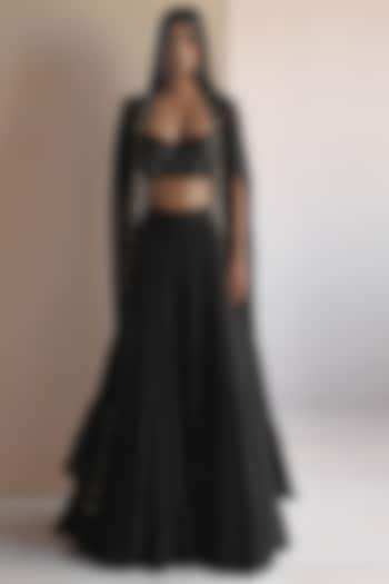 Black Georgette Sharara Set by Arpita Mehta at Pernia's Pop Up Shop