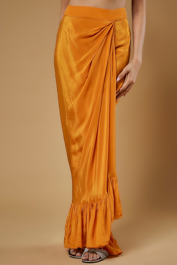 Orange Crepe Silk Tulip Skirt Set by Arpita Mehta at Pernia's Pop Up Shop