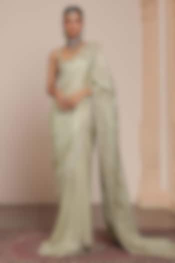 Sea Green Silk Tissue Bridal Saree Set by Arpita Mehta at Pernia's Pop Up Shop