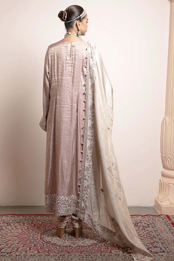 Old Rose Silk Tissue Kurta Set by Arpita Mehta at Pernia's Pop Up Shop