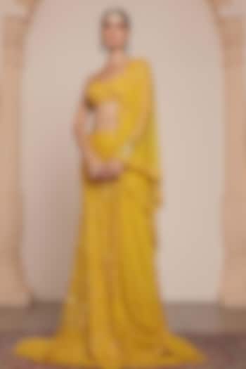 Yellow Net Embroidered Skirt Set by Arpita Mehta at Pernia's Pop Up Shop