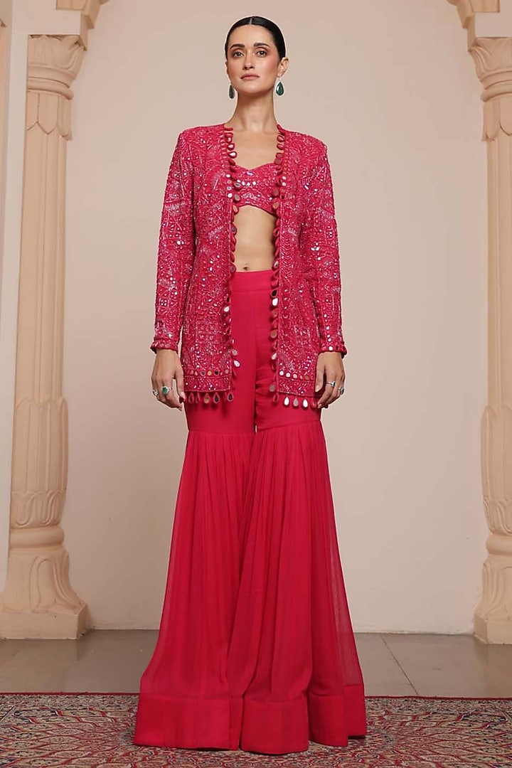 Pink Georgette Gharara Set by Arpita Mehta at Pernia's Pop Up Shop