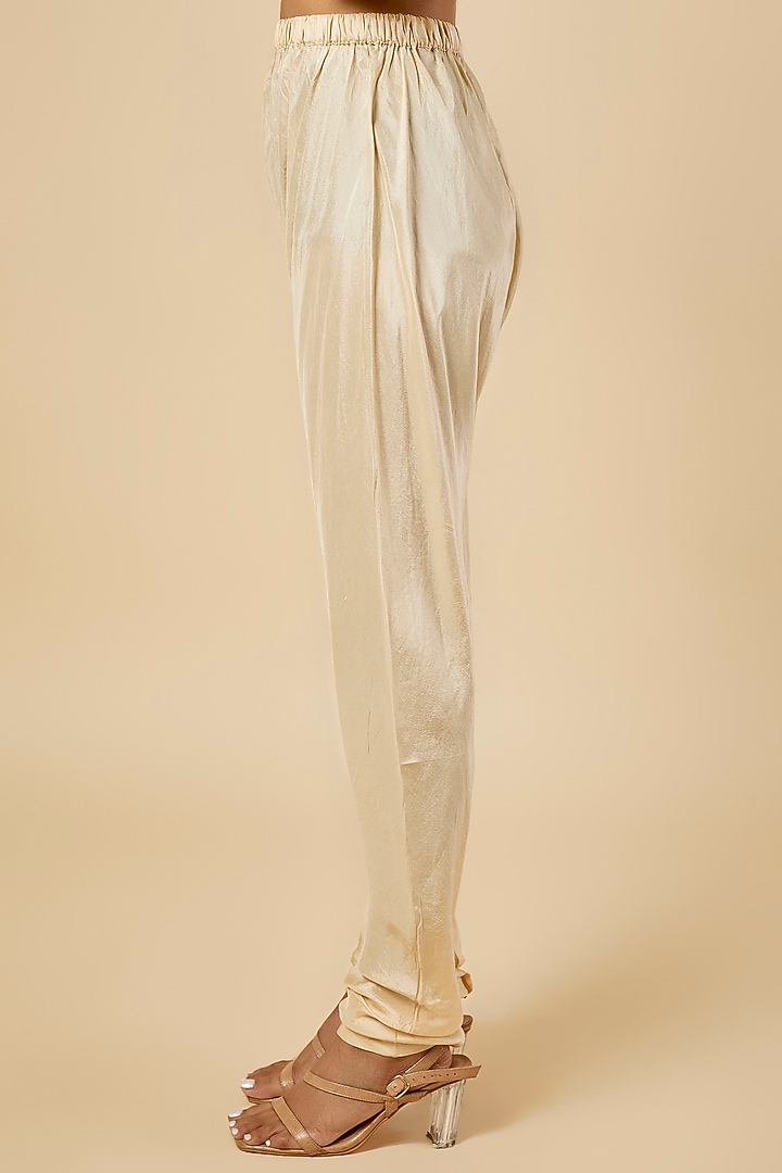 Coconut & Gold-Colored Georgette Mirror Embroidered Kurta Set by Arpita Mehta at Pernia's Pop Up Shop