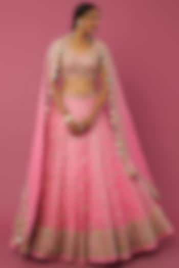 Raspberry Organza Bridal Lehenga Set by Arpita Mehta at Pernia's Pop Up Shop