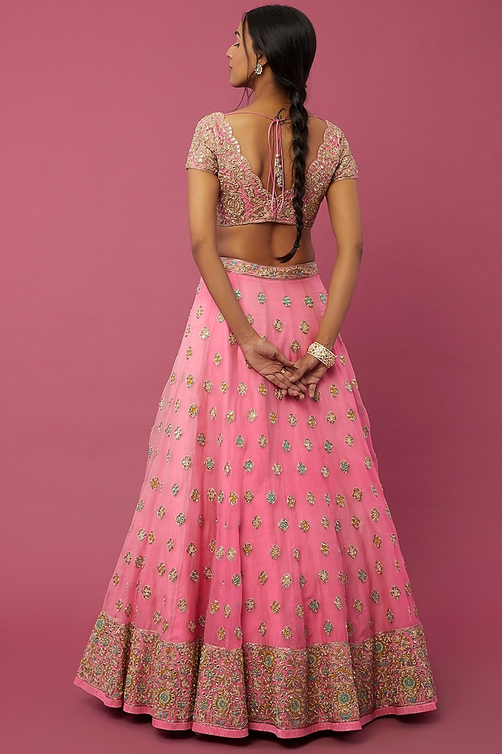 Raspberry Organza Bridal Lehenga Set by Arpita Mehta at Pernia's Pop Up Shop