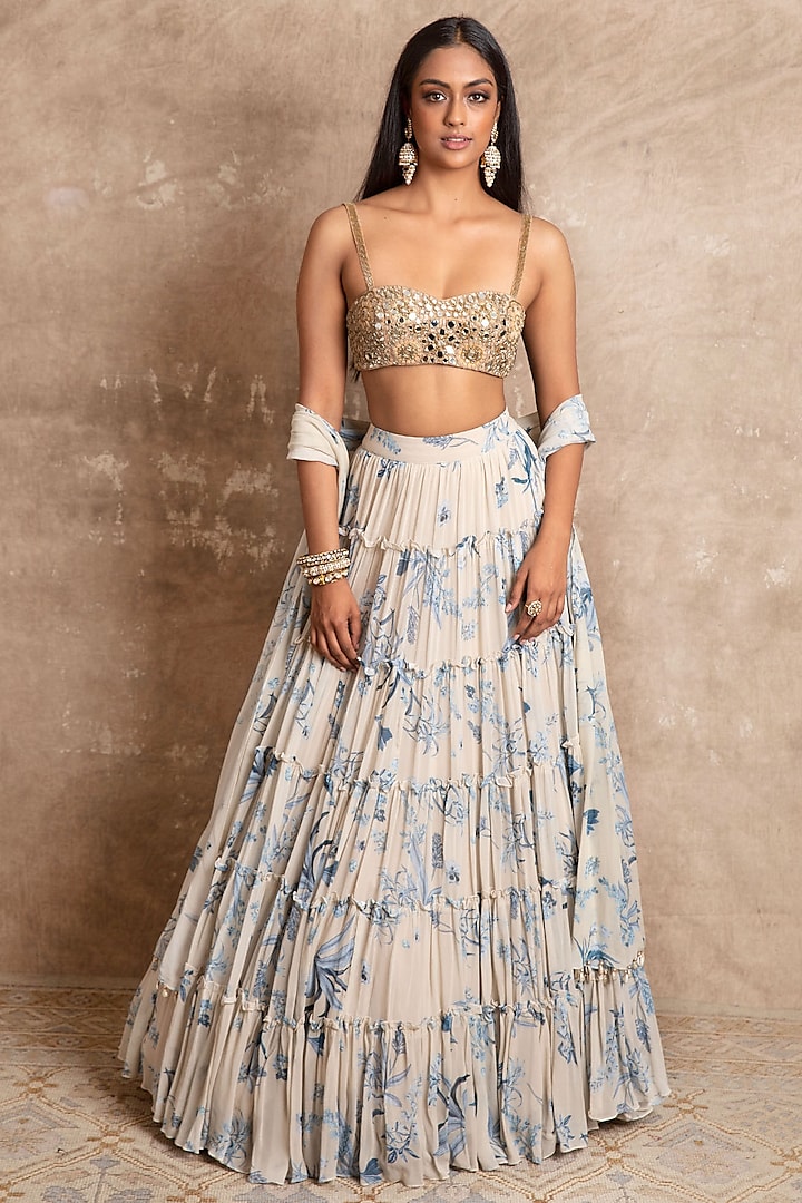 Ivory Printed Lehenga Set by Arpita Mehta