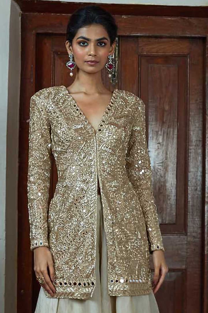 Rose Hand Embroidered Jacket Set by Arpita Mehta at Pernia's Pop Up Shop