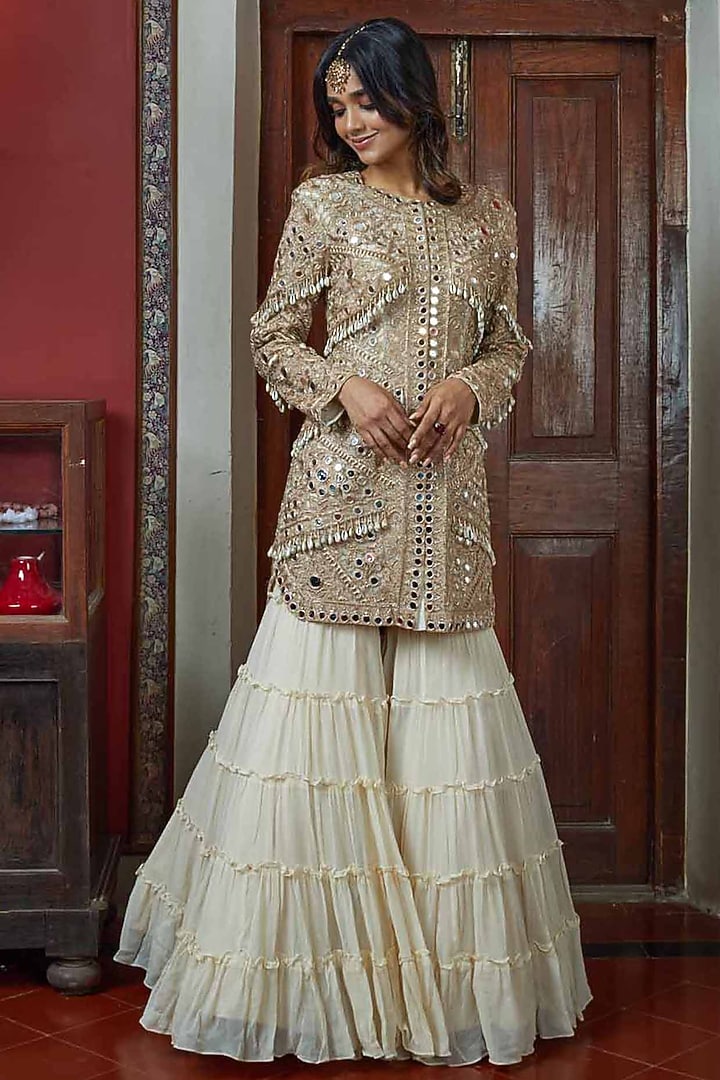 Rose Hand Embroidered Jacket Set by Arpita Mehta at Pernia's Pop Up Shop