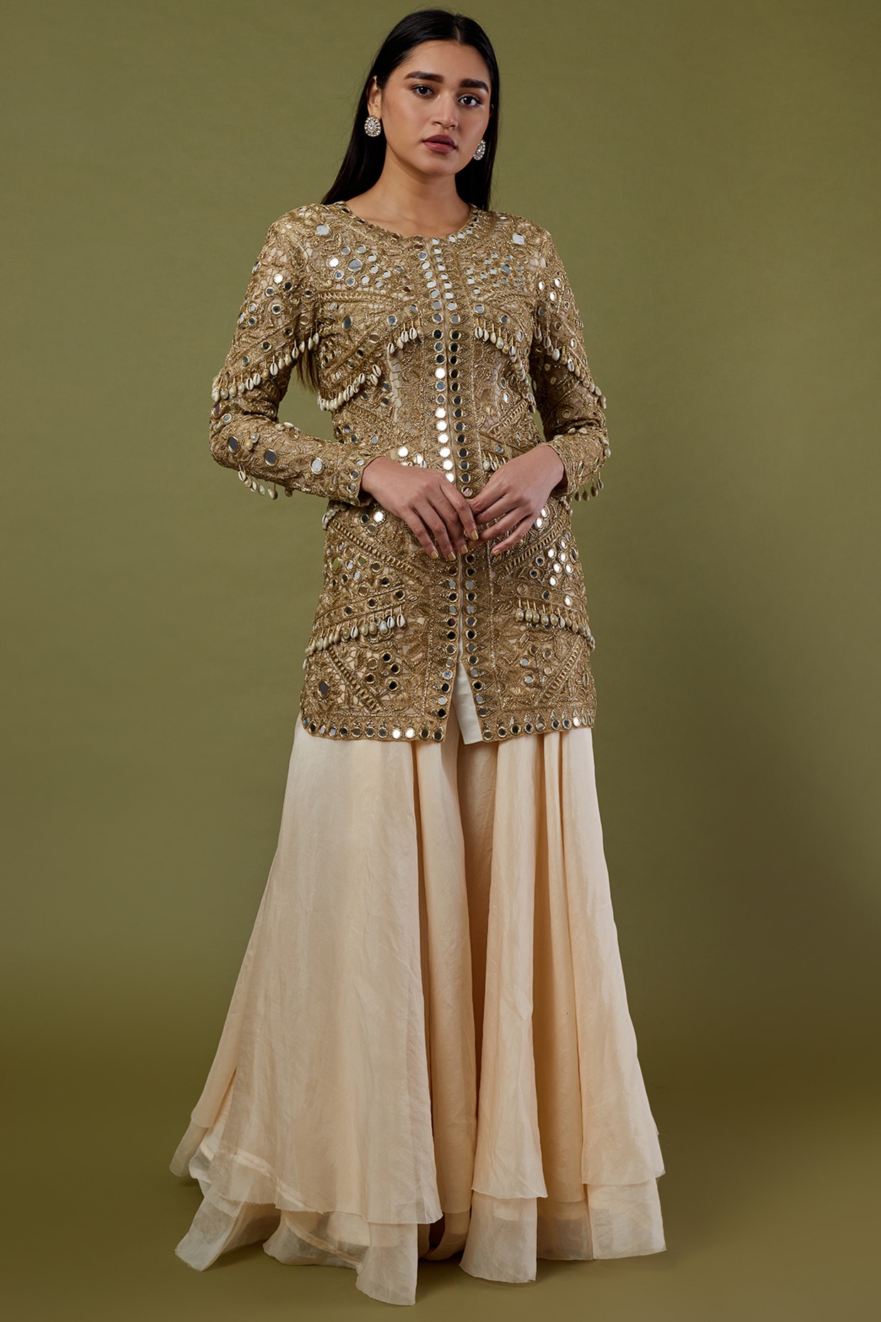 Buy Golden Ethnic Jacket for Women Online from India s Luxury Designers 2024