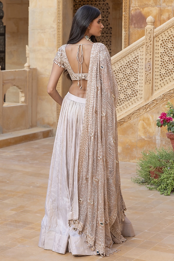 Silver Tissue Bridal Lehenga Set by Arpita Mehta at Pernia's Pop Up Shop