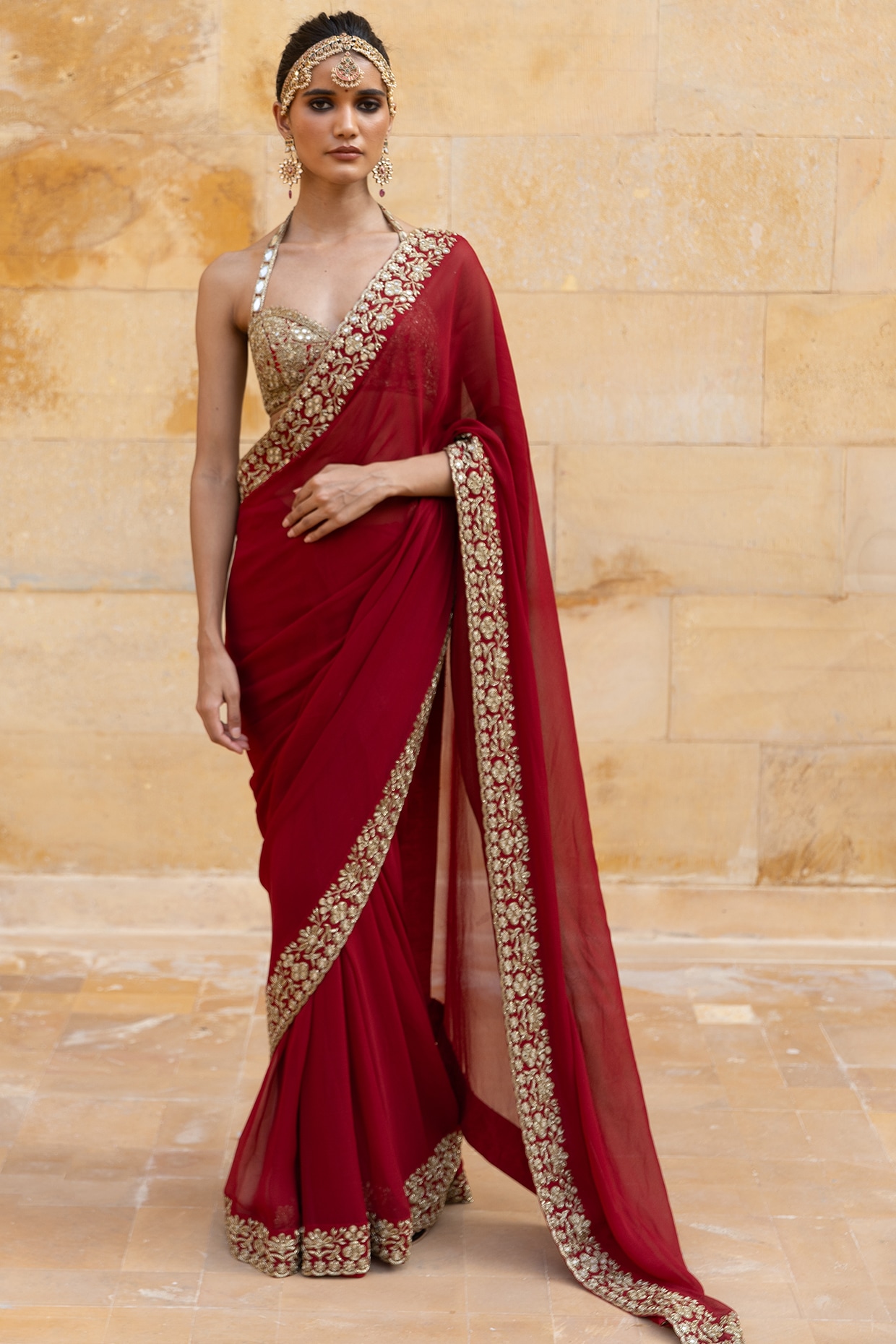 Red Bridal Wedding Designer Georgette Saree SFZ133503 – Siya Fashions