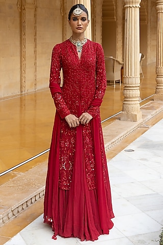 bridal sharara red colour