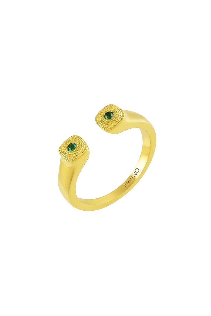 Gold Plated (Water Resistance Premium Plating) Green Cubic Zirconia Band Ring by ARVINO at Pernia's Pop Up Shop