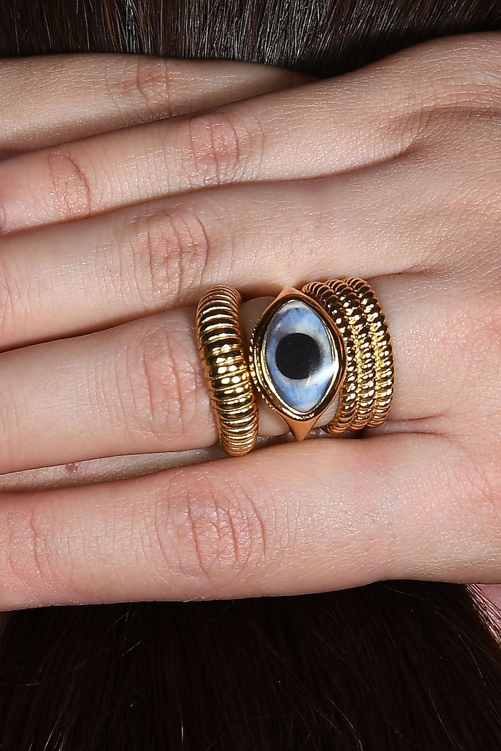 Gold Plated (Water Resistance Premium Plating) Evil Eye Ring by Arvino at Pernia's Pop Up Shop