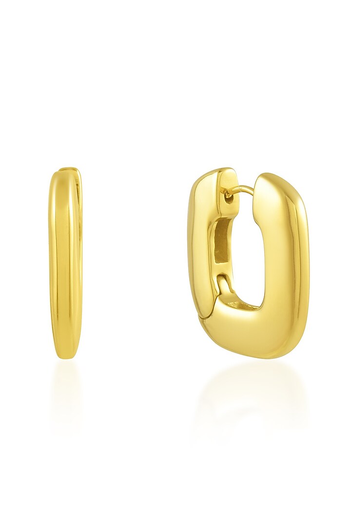 Gold Plated (Water Resistance Premium Plating) Mini Geometric Ellipse Hoop Earrings by Arvino at Pernia's Pop Up Shop