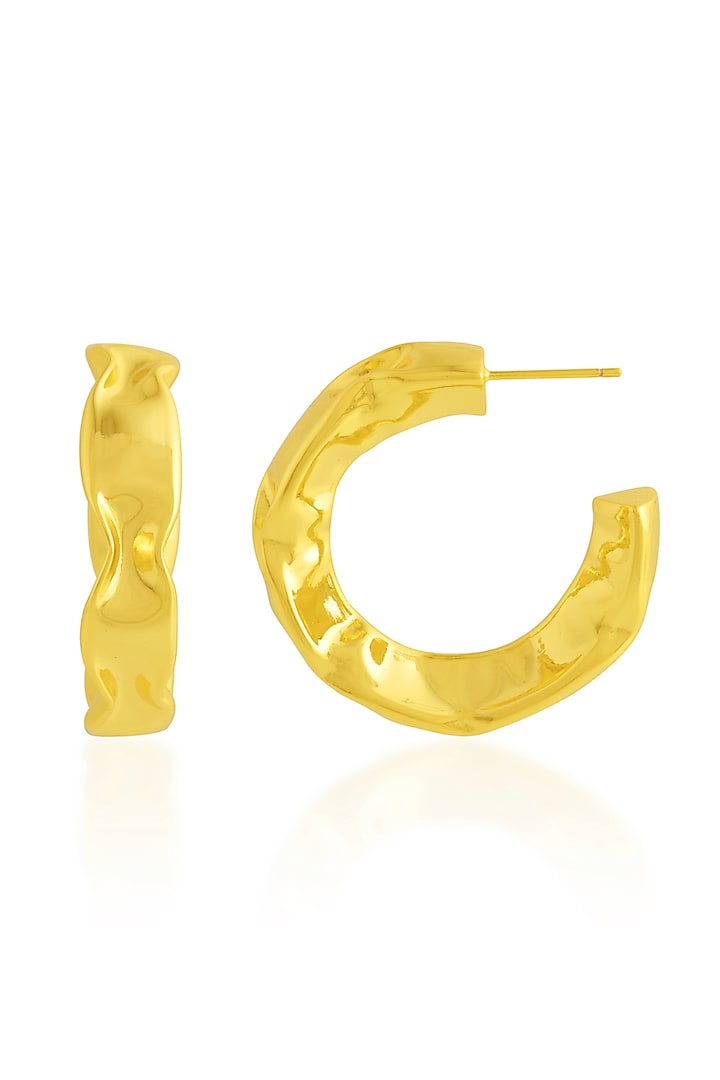 Gold Plated (Water Resistance Premium Plating) Foil Hoop Earrings by Arvino