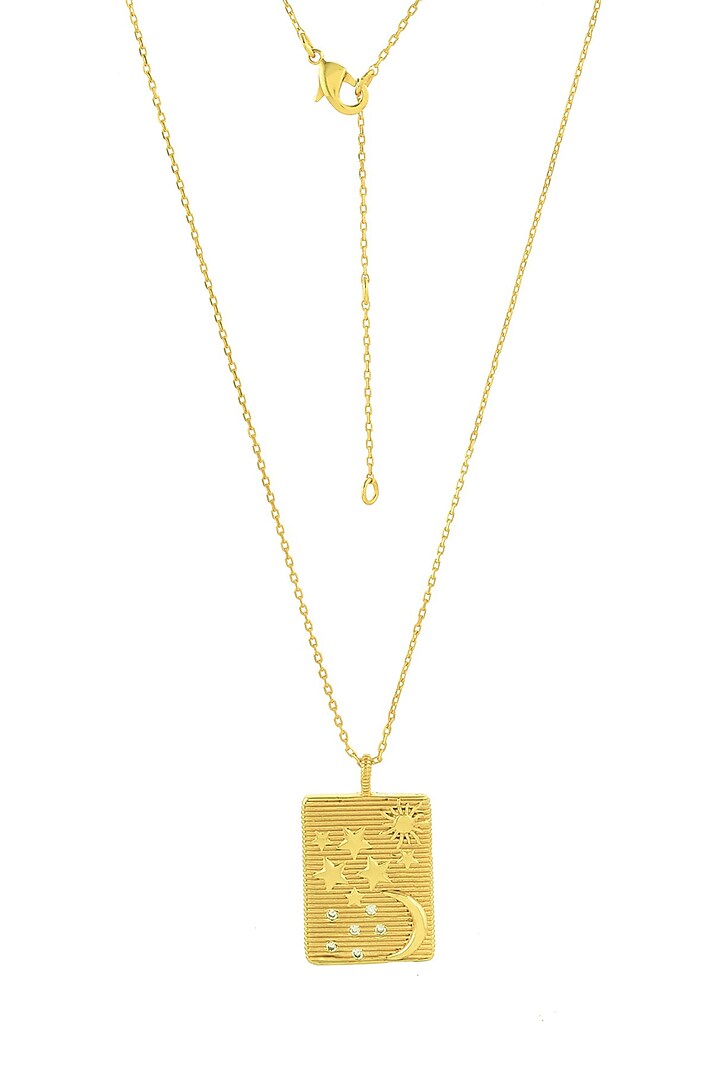 Gold Finish Galaxy Bar Necklace by Arvino