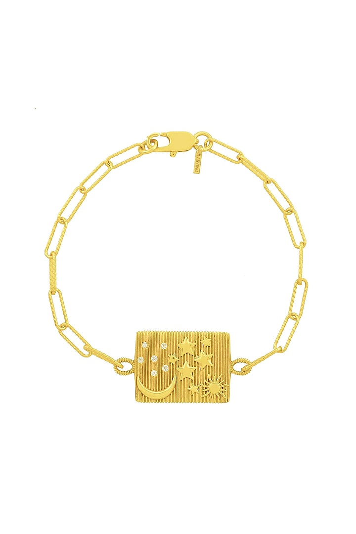 Gold Finish Zircons Galaxy Bar Bracelet by Arvino