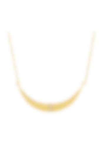 Gold Finish Zircons Crescent Necklace by Arvino