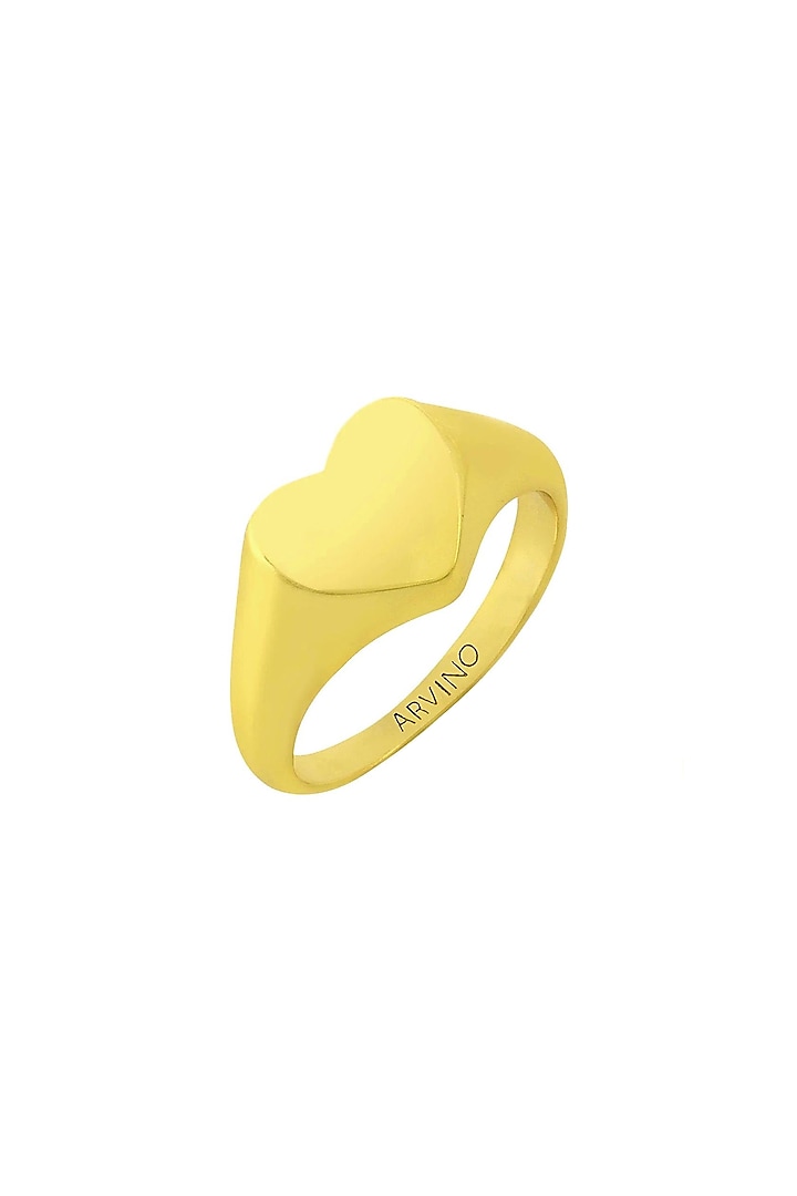 Gold Finish Mi Amour Ring In 92.5 Sterling Silver by ARVINO