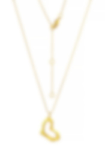 Gold Finish Hear Charm Chain Necklace by Arvino