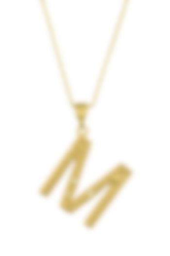 Gold Finish Zircons M Initial Chain Necklace by Arvino