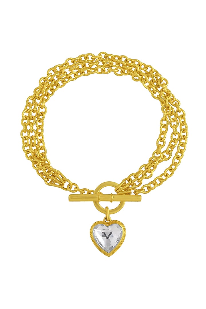 Gold Plated (Water Resistance Premium Plating) Layering Chain Crystal Heart Bracelet by Arvino at Pernia's Pop Up Shop