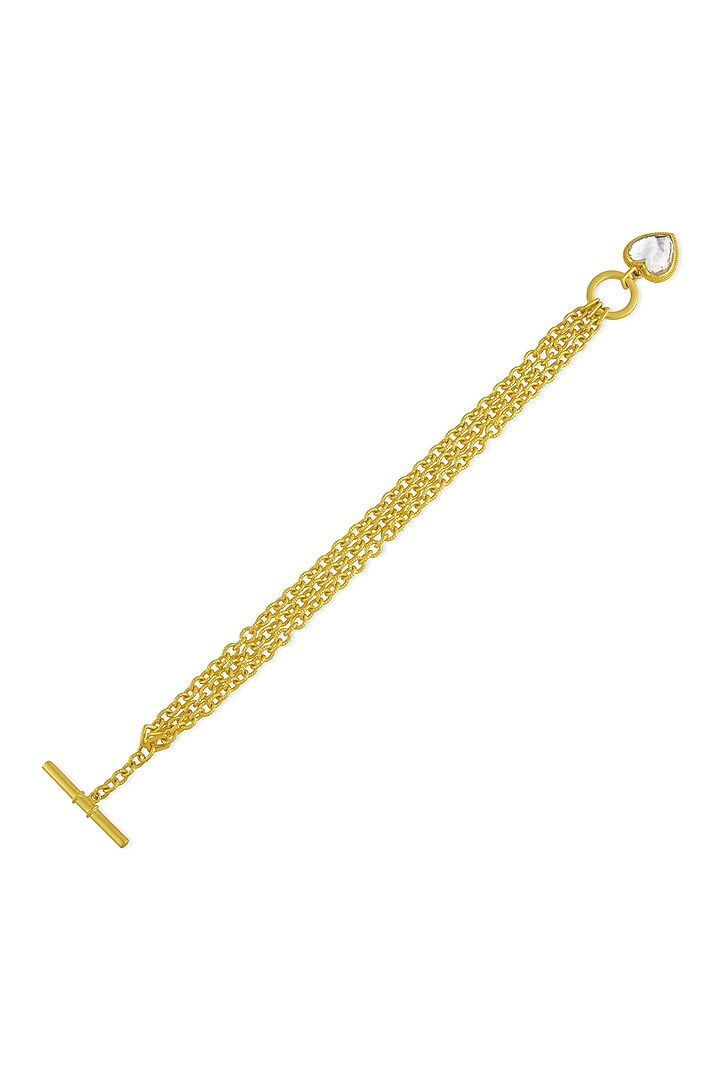 Gold Plated (Water Resistance Premium Plating) Layering Chain Crystal Heart Bracelet by Arvino at Pernia's Pop Up Shop