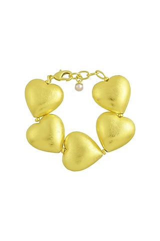 Gold Plated (Water Resistance Premium Plating) Chunky Heart Bracelet by Arvino