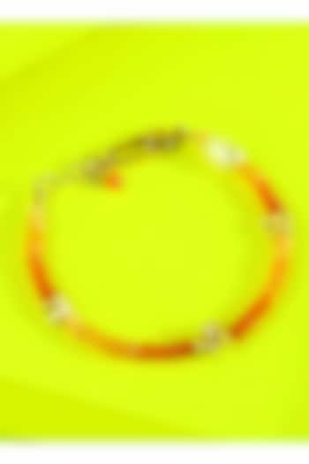 Gold Finish Baroque Pearl & Orange Jade Bracelet by Arvino