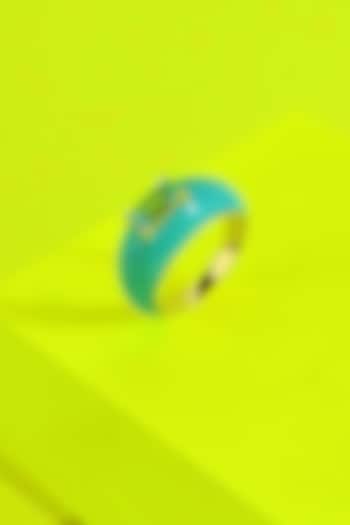 Gold Finish Blue Topaz Ring In Sterling Silver by ARVINO at Pernia's Pop Up Shop