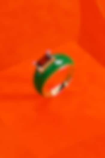 Gold Finish Green Garnet Ring In Sterling Silver by ARVINO at Pernia's Pop Up Shop