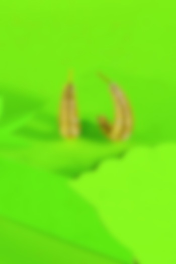 Gold Finish Cubic Zirconia Ridge Hoop Earrings by ARVINO at Pernia's Pop Up Shop