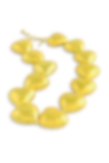 Gold Finish Hammer Textured Heart Necklace by ARVINO at Pernia's Pop Up Shop