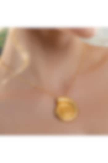 Gold Finish Textured Shell Pendant by ARVINO at Pernia's Pop Up Shop