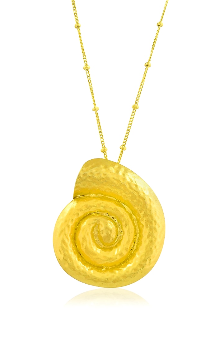 Gold Finish Textured Shell Pendant by ARVINO at Pernia's Pop Up Shop