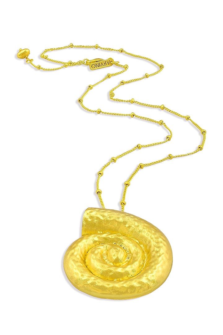 Gold Finish Textured Shell Pendant by ARVINO at Pernia's Pop Up Shop