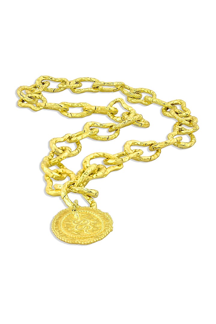 Gold Finish Molten Textured Snake Charm Necklace Design by ARVINO at ...