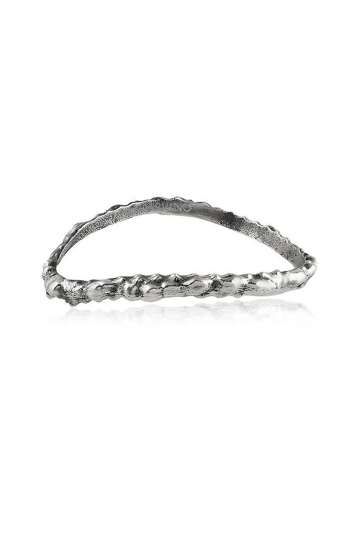 Silver Oxidised Finish Textured Rowdy Bangle by ARVINO at Pernia's Pop Up Shop