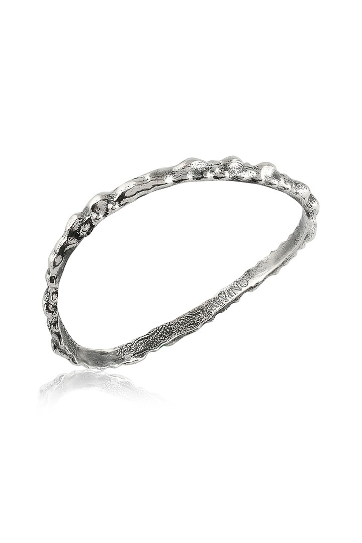 Silver Oxidised Finish Textured Rowdy Bangle by ARVINO at Pernia's Pop Up Shop