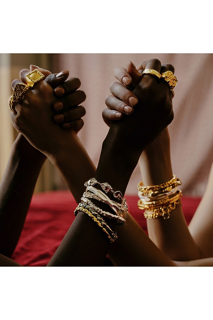 Silver Oxidised Finish Textured Rowdy Bangle by ARVINO at Pernia's Pop Up Shop