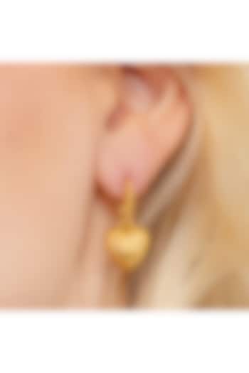 Gold Finish Celestial Amore Drop Hoop Earrings by ARVINO at Pernia's Pop Up Shop