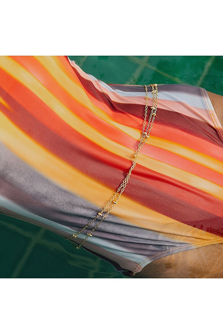 Gold Finish Molten Beaded Station Belly Chain by ARVINO at Pernia's Pop Up Shop