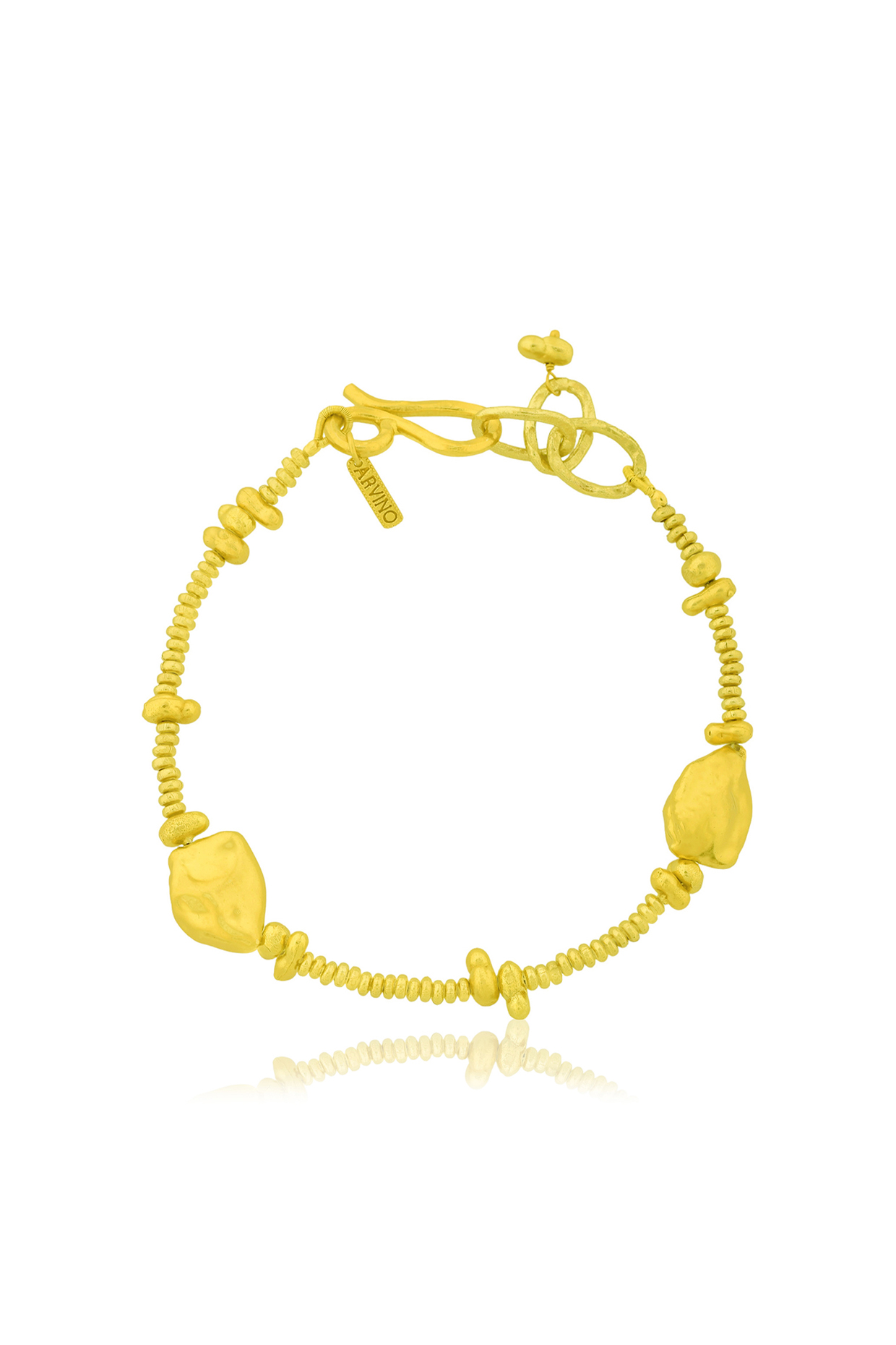 Gold Finish Molten Nugget Station Anklet by ARVINO at Pernia's Pop Up Shop