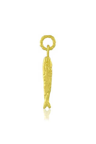 Gold Finish Pratapgarhi Textured Fish Charm by ARVINO