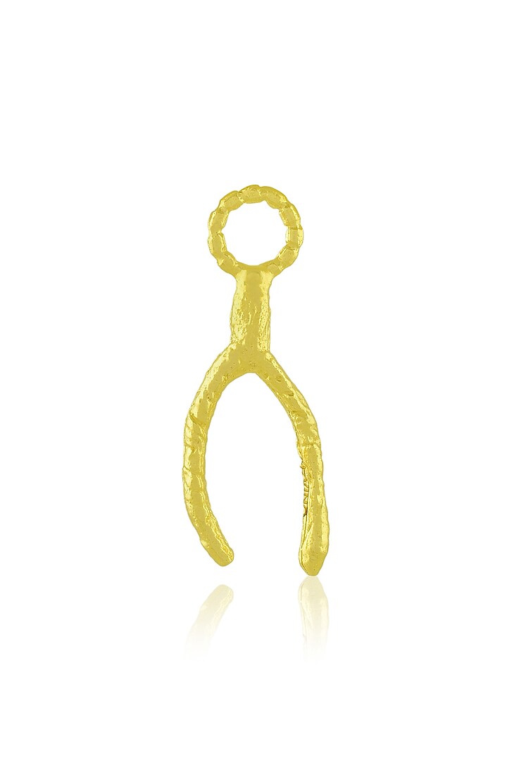 Gold Finish Vintage Textured Wishbone Charm by ARVINO at Pernia's Pop Up Shop