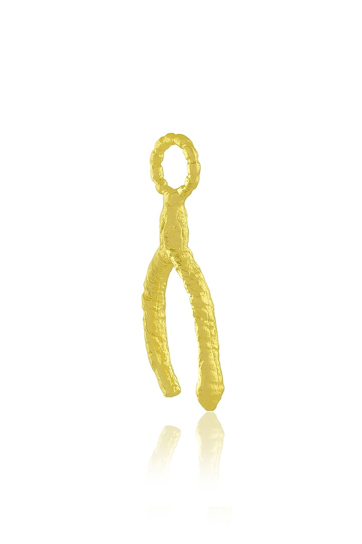 Gold Finish Vintage Textured Wishbone Charm by ARVINO at Pernia's Pop Up Shop