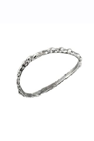 Silver Oxidised Finish Textured Rowdy Bangle by Arvino